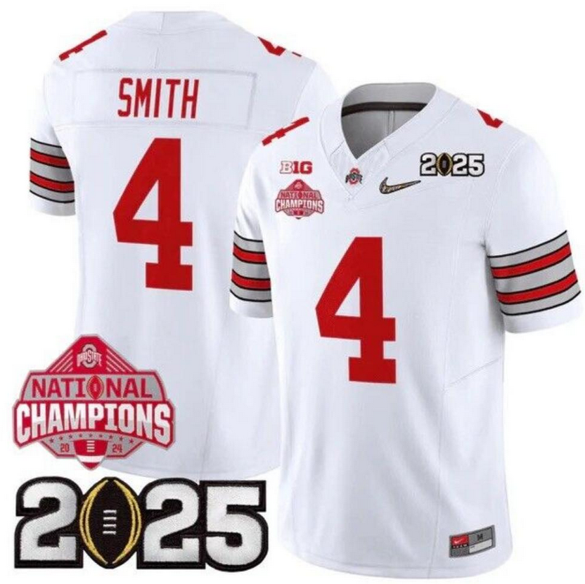 Ohio State Buckeyes #4 Smith white  2024 national champions Nike ncaa jersey->ncaa teams->NCAA Jersey